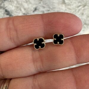 Elegant Black and 14k Gold Stud Earrings